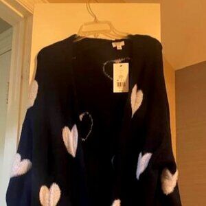 Navy Cardigan with hearts Size L